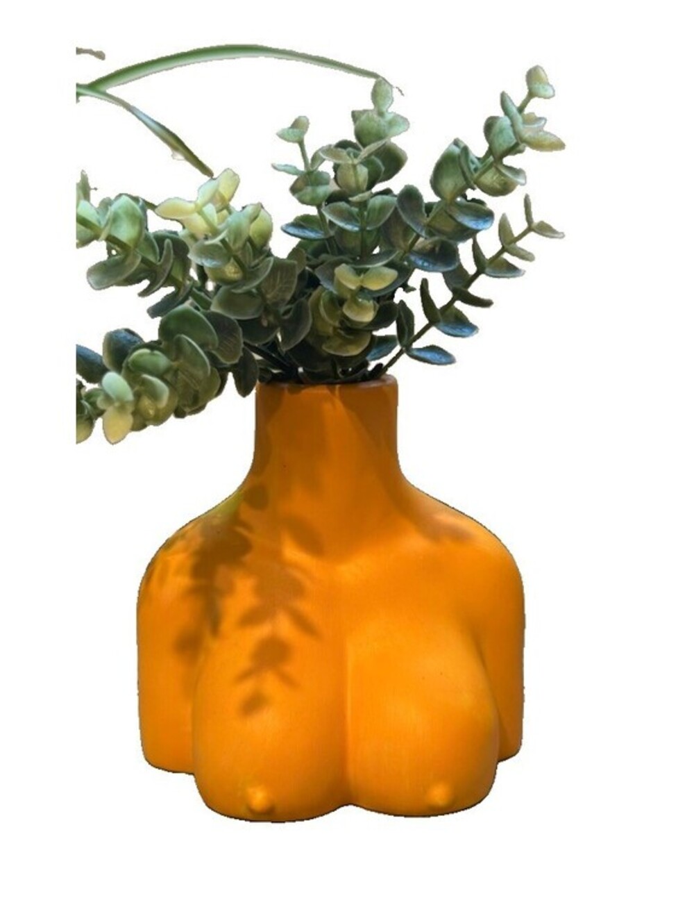 Orange Hand Painted Vase, Woman’s Silhouette